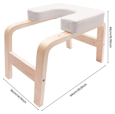 Produktbild von Yoga-Kopfstandhocker - Inversionsstuhl - Belastbar bis 200 kg - Massivholzrahmen - PolyurethanPolsterung - Freistehend - Cremeweiß