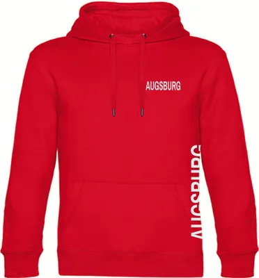 Produktbild von multifanshop Kapuzen Sweatshirt - Augsburg - Brust & Seite, rot, Größe 3XL