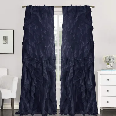 2er-Set Voile-Vorhang, Rüschen, Wasserfallkante, 160x127 cm