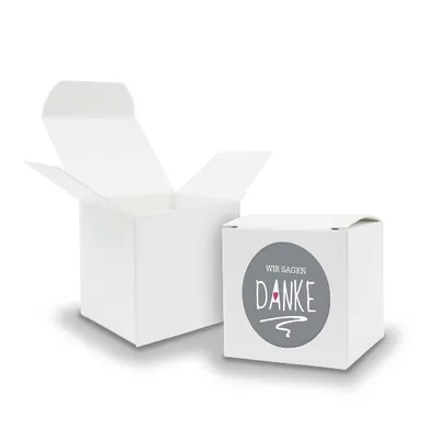 Produktbild von SET Wir sagen Danke (Motiv23) 24x Faltschachtel Würfel 6,5cm weiß  + Sticker