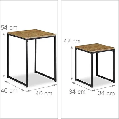 Produktbild von Famanu Beistelltisch Set - 2 Größen, Holzoptik und Metallrahmen