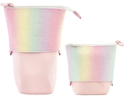 Produktbild von Federmäppchen mit Reißverschluss, 2-in-1 Federmäppchen und Stiftehalter, erweiterbar, für Mädchen und Teenager.
