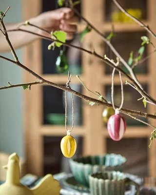 Produktbild von Bunte Ostereier aus Glas, gestreift.