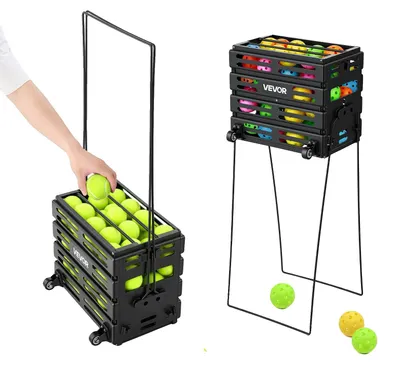 Produktbild von VEVOR Tennisball-Hopper, fasst 80 Tennisbälle, Pickleball-Wagen mit Rädern für einfaches Aufnehmen, tragbarer Pickleball-Sammelwagen mit robuster Konstruktion, für Training, Transport und Lagerung, 80 Bälle