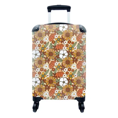 Produktbild von MuchoWow® Koffer Handgepäck Trolley Rollkoffer Kleine Reisekoffer mit 4 Rollen - Blumen - Vintage - Muster - Cabin Size < 55x40x23 cm & 55x40x20 cm - Fotokoffer - Kabinenkoffer - Boardgepäck - Reise-Box - Reisekoffer - Reisegepäck - Koffer mit Bild - Trolley für Kinder