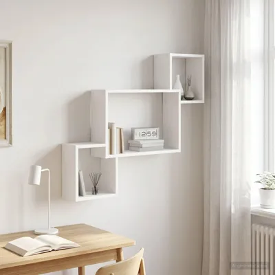 Obrázok produktu pre Maison Exclusive – Nástenná polica, biela, 91,5 x 15 x 76 cm, drevovláknitá doska