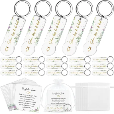 Productafbeelding van Gastgeschenk, sleutelhanger, winkelwagenmunt, acryl bloem, goud, set van 20