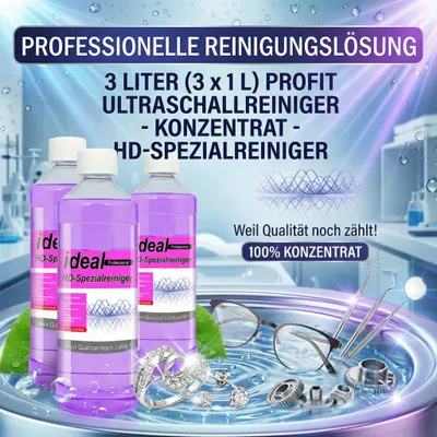 Produktbild von 3 Liter ( 3 x 1 Liter ) ideal Professional Ultraschallreiniger - Konzentrat - HD-Spezialreiniger