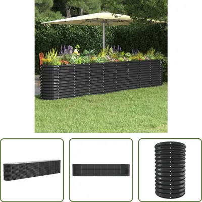 Produktbild von The Living Store Hochbeet Pulverbeschichteter Stahl 332x40x68 cm Anthrazit