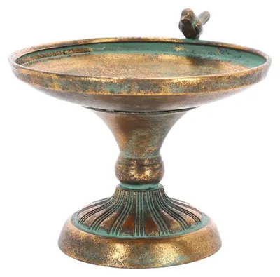 Image de Bain d'Oiseaux L en métal vieilli - 23,2 x 23,2 x H 20,5 cm