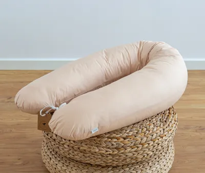 Produktbild von 100% Beige Baumwolle Stillkissen BEIGE 170 cm M/L Kissen Seitenschläferkissen Schwangerschaftskissen Bezug Relaxkissen Schlafen LOOLAY®