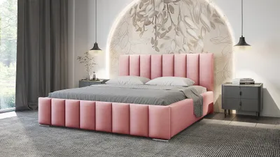 Obrázok produktu pre Elegantná čalúnená posteľ 180x200 MADALENA s úložným priestorom - ružová