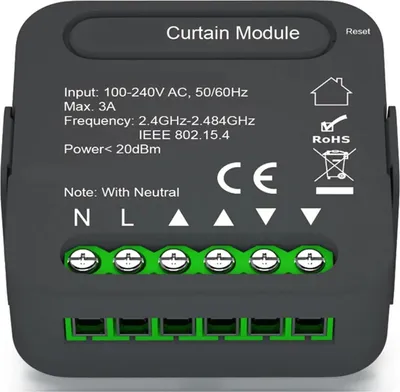 Produktbild von Intelligenter Zigbee Vorhangschalter - Steuerungsmodul für Vorhänge - App Steuerung per Smartphone - Timerfunktion - Gerätefreigabe - Einbau Kunststoffmodul