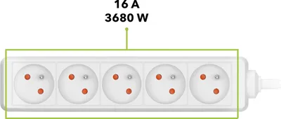 Immagine prodotto di Cavo di prolunga AlzaPower 230 V, 5 prese, 5 m, bianco