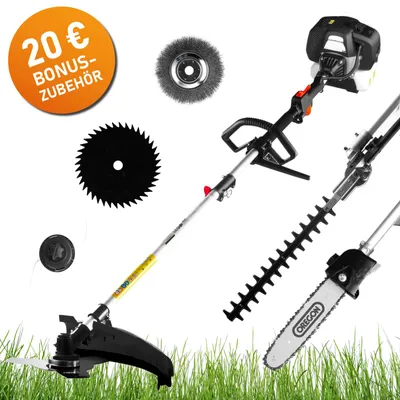 Produktbild von BRAST 6in1 Benzin Motorsense Freischneider 2-Takt Multitool | 2,2kW(3PS) | 52cm³ | Easy-Start | Hochentaster | Heckenschere | Rasentrimmer | Fugenbürste | OREGON-Schwert