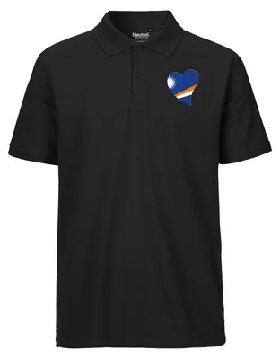 Produktbild von Huuraa Herren Polo Shirt Marshallinseln Flagge Herz XXL Black Bio Baumwolle Fairtrade Poloshirt Geschenkidee