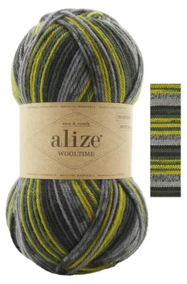 100g Sockenwolle Alize Wooltime 11019 Waldgeist