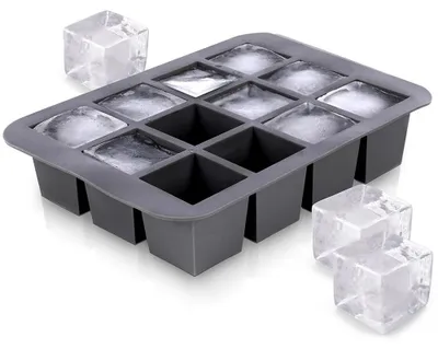 Imagen del producto de Molde para cubitos de hielo - Molde de silicona para hacer cubitos de hielo - 19,5 x 14 x 4 cm - LFGB - Color negro