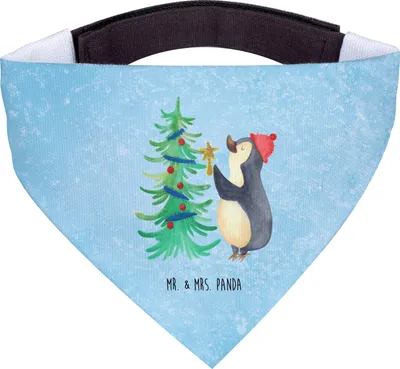 Produktbild von Mr. & Mrs. Panda Hunde Halstuch Pinguin Weihnachtsbaum - Eisblau - Geschenk, Für, Hund, Winter, Hundehalstuch, Tuch, Weihnachten