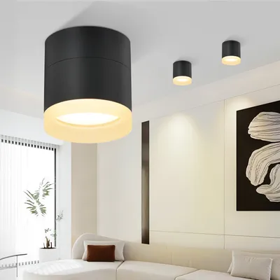Zdjęcie produktu dla ZMH LED reflektor natynkowy czarny reflektor natynkowy - okrągły spot sufitowy 3000K ciepły biały płaski GX53 reflektor natynkowy 5W akrylowy mały reflektor natynkowy sufitowy reflektor sufitowy do przedpokoju salonu sypialni kuchni jadalni