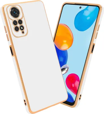 Image de Cadorabo Housse de protection pour Xiaomi RedMi NOTE 11 4G / 11S 4G en blanc brillant - Gold Cover flexible TPU Silikon Cover camera protection
