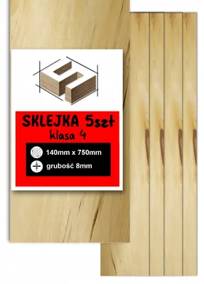 Zdjęcie produktu dla 5x Sklejka brzozowa 140 × 750 × 8 mm, klasa 4/4 - laser, CNC, grawerowanie, modelarstwo i DIY