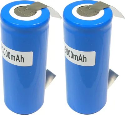 Produktbild von 2x Trade-Shop 26650 Akku Zelle 3000mAh 3,2V Hochstromfest Schnelladefähig Rohzelle zum Selbsteinbau Austausch mit U-Lötfahne im Schrumpfschlauch Ersatzakku Austauschakku Industriezelle