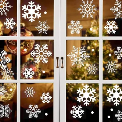 Produktbild von Schneeflocken Fensterbilder Weihnachten Aufkleber PVC selbstklebend