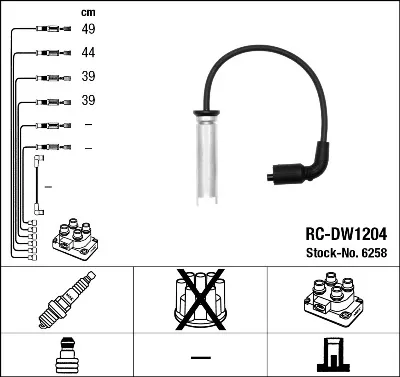 Produktbild von NGK 6258 Zündkabelsatz Zündleitungssatz für DAEWOO Rezzo (U100)