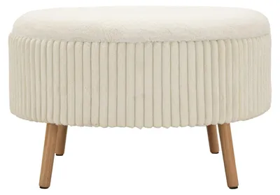 Obrázek produktu pro Taburet Goteborg 83 x 56 x 83 cm MDF polyester bílá hnědá