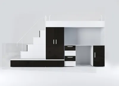 Image de Lit mezzanine avec bureau – Pratique et élégant pour les petites chambres.