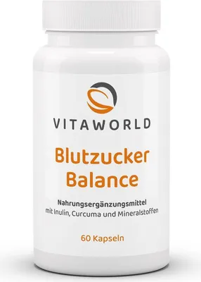 Produktbild von Vitaworld Blutzucker Balance | 60 Kapseln | mit Inulin, Curcuma & Chrom | vegan