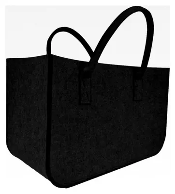 Produktbild von Faltbare Filztasche, Tragetasche aus Filz, Filzkorb, Holzkorb, Aufbewahrungstasche, Einkaufstasche schwarz