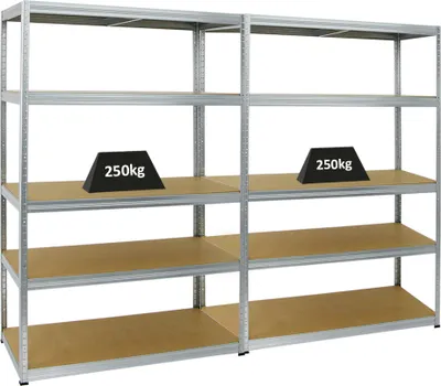 Produktbild von Mega Deal | 2x Schwerlastregal Big Elephant M | HxBxT 180x120x60 cm | Fachlast 250kg | Verzinkt
