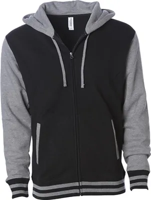 Produktbild von Independent IND45UVZ | Herren Heavyweight Varsity Zip Hood - Farbe: Black/Gunmetal Heather - Größe: XS