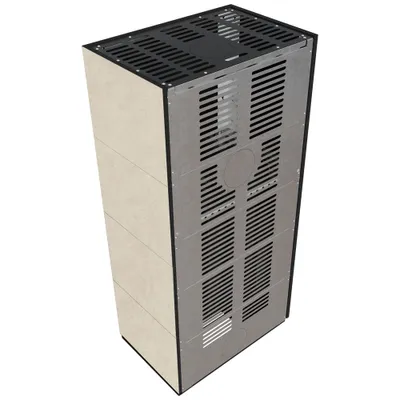 Produktbild von Kaminbausatz KRATKI FLOKI BOX rechts 8 kW Ø 160 Quarzsinter FOKOSschwarz Verkleidung