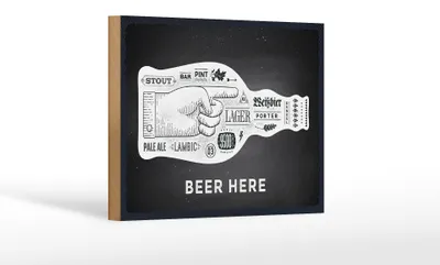 Produktbild von Holzschild Spruch Beer here Flasche Bier 18x12 cm Geschenk