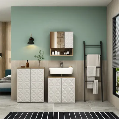 Immagine prodotto di Set di mobili da bagno Vicco Edge Bianco 3 parti, Model 40387