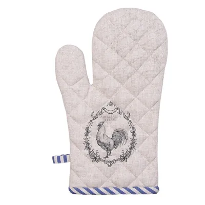 Produktbild von Clayre & Eef Ofenhandschuh 18x30 cm Beige Karton Hahn