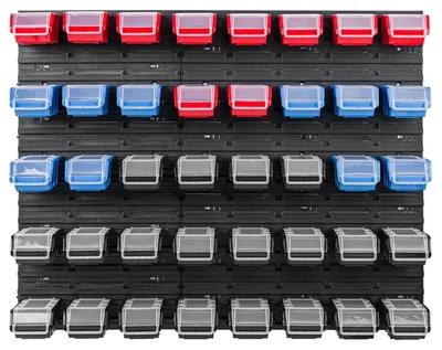 Zdjęcie produktu dla Półka narzędziowa do warsztatu - panel narzędziowy - 96,5 x 78 cm - 40 przegródek na narzędzia