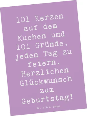 Produktbild von Mr. & Mrs. Panda Postkarte Spruch 101. Geburtstag Feier - Lavendeltraum - Geschenk, Meilenstein, Grußkarte, Ansichtskarten, Postkarten, Alter, Kunstkarten, 101 Jahre
