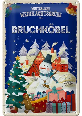 Produktbild von Blechschild Weihnachtsgrüße BRUCHKÖBEL 20x30cm