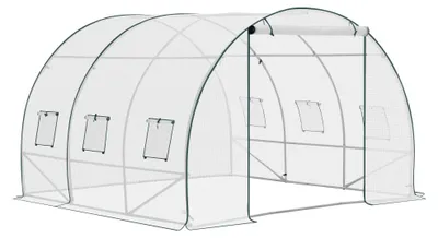 Immagine prodotto di Serra - Tunnel serra - 300 x 300 x 200 cm - 6 finestre - Porta - Pellicola per l'inverno - Bianco