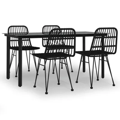 Produktbild von 5-tlg. Garten-Essgruppe Schwarz Poly Rattan