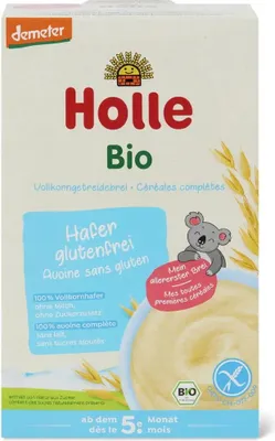 KASZKA OWSIANA PEŁNOZIARNISTA BEZ DODATKU CUKRÓW BEZGLUTENOWA OD 5 MIESIĄCA DEMETER BIO 250 g - HOLLE