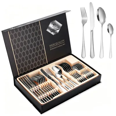 Besteckset 24-teilig für 6 Personen, Edelstahl, spülmaschinengeeignet