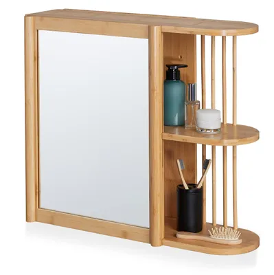 Immagine prodotto di Specchiera da bagno - Bambù - 2 ripiani semiaperti - 53 x 62 x 20 cm - Naturale