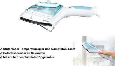 Produktbild von 4-in-1-Dampfbürste (ORIGINAL ROBUST QUALITY) 4 Funktionen: Aufbügeln, Bedampfen, Ausbürsten & Entfusseln/Betriebsbereit innerhalb 1 min/Temperaturregler stufenlos