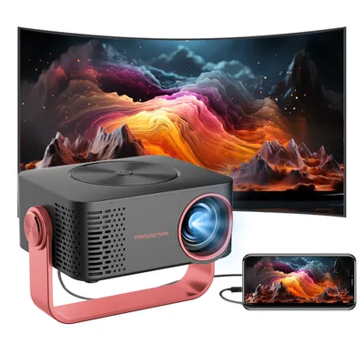 Produktbild von ZELURXX 1080P Mini Beamer mit WiFi & Lautsprecher – Tragbarer LED Projektor für Handy & Heimkino, Schwarz+Rot
