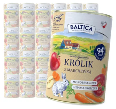 Produktbild von Baltica Kaninchen mit Karotten 24x400g Monoprotein Hypoallergen Getreidefrei Nassfutter für Hunde